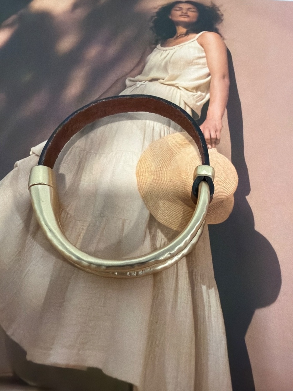 Boho Leather Gold Tone Magnetic Bracelet Bangle - Picture 4 of 10
